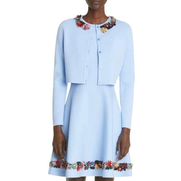 Oscar de la Renta  Crystal Embroidered Flower Cardigan SZ S  $2,490 - Picture 1 of 11